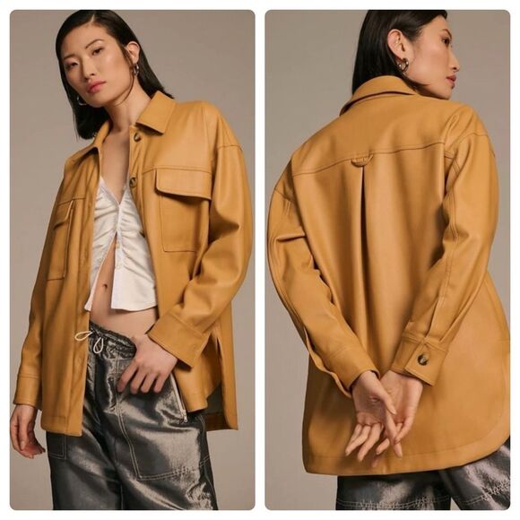 Maeve Jackets & Blazers - Anthropologie Maeve Faux Leather Oversized Shirt Jacket
